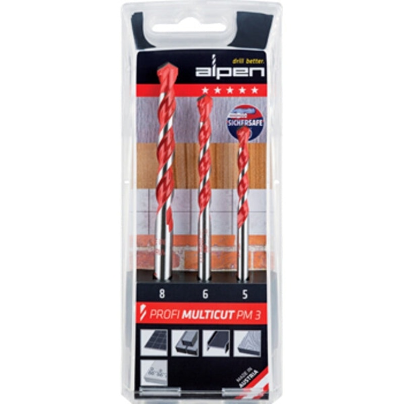 ALPEN MULTICUT DRILL BIT SET 3 PIECE 5.6.8 MM