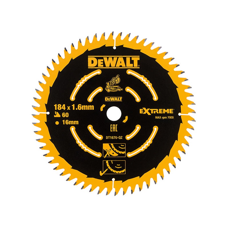 Dewalt Cordless Mitre Saw Blade For DCS365 184 x 16mm x 60T