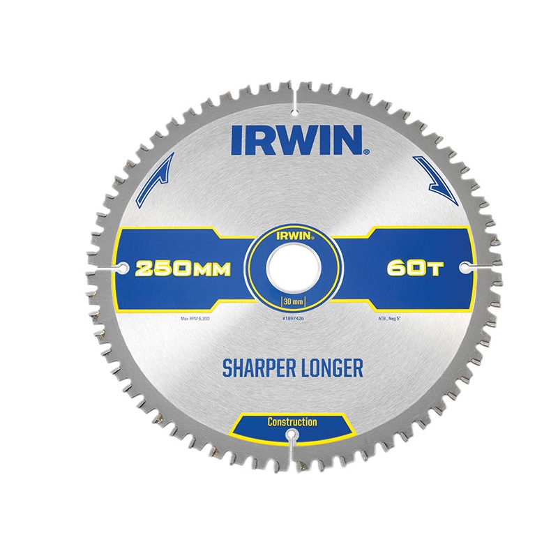 Construction Mitre Circular Saw Blade 250 x 30mm x 60T ATB/Neg