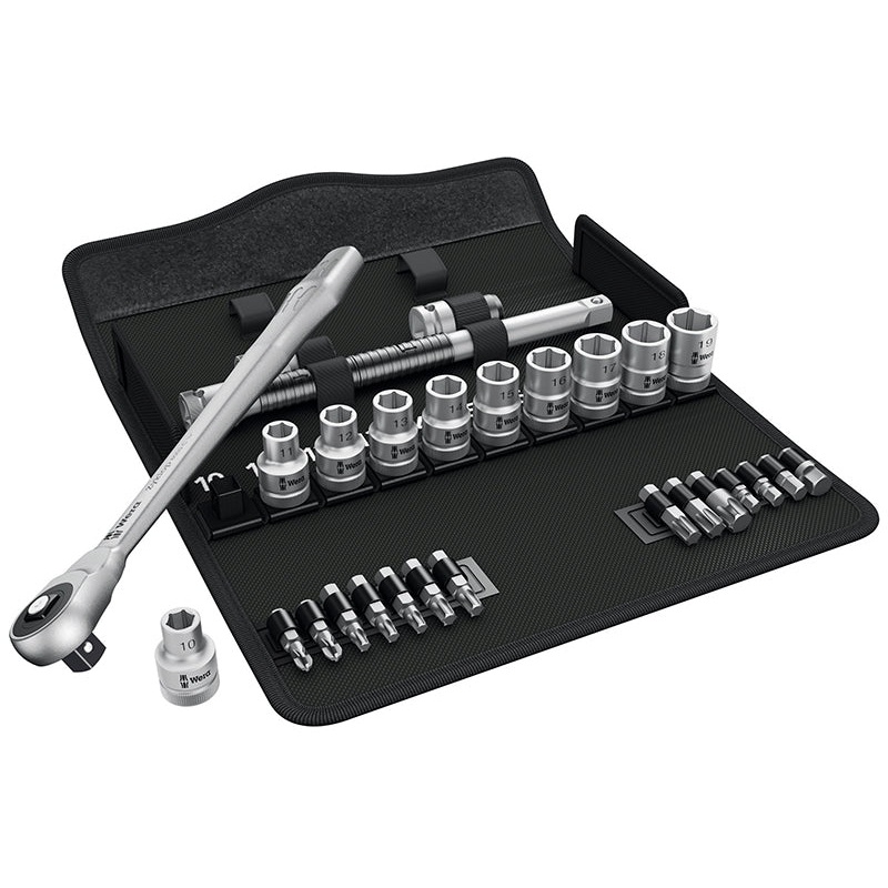 8100 SC 7 Zyklop Metal Push Ratchet & Socket Set of 28 Metric 1/2in Drive