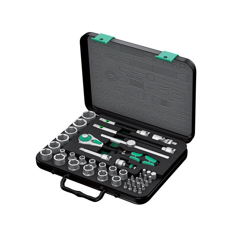 8100 SB 2 Zyklop Speed Ratchet & Socket Set of 43 Metric 3/8in Drive