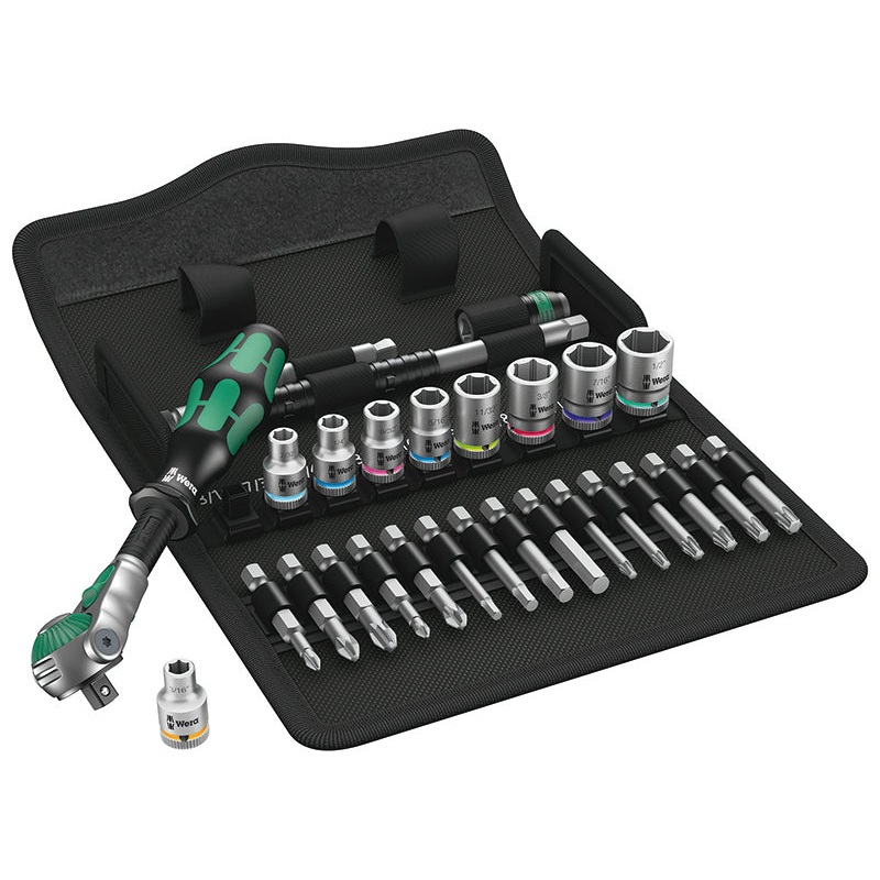 8100SA 9 Zyklop Speed Ratchet & Socket Imperial Set of 28 1/4in Drive