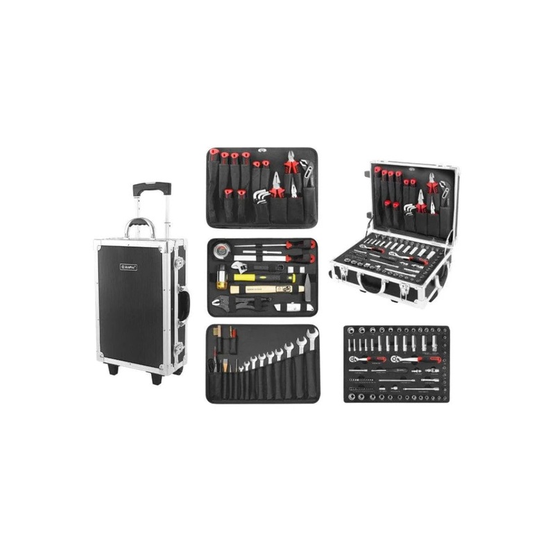 136Pc 1/4&3/8 Drive Aluminium Trolley Case Tool Set AMPRO – T45901