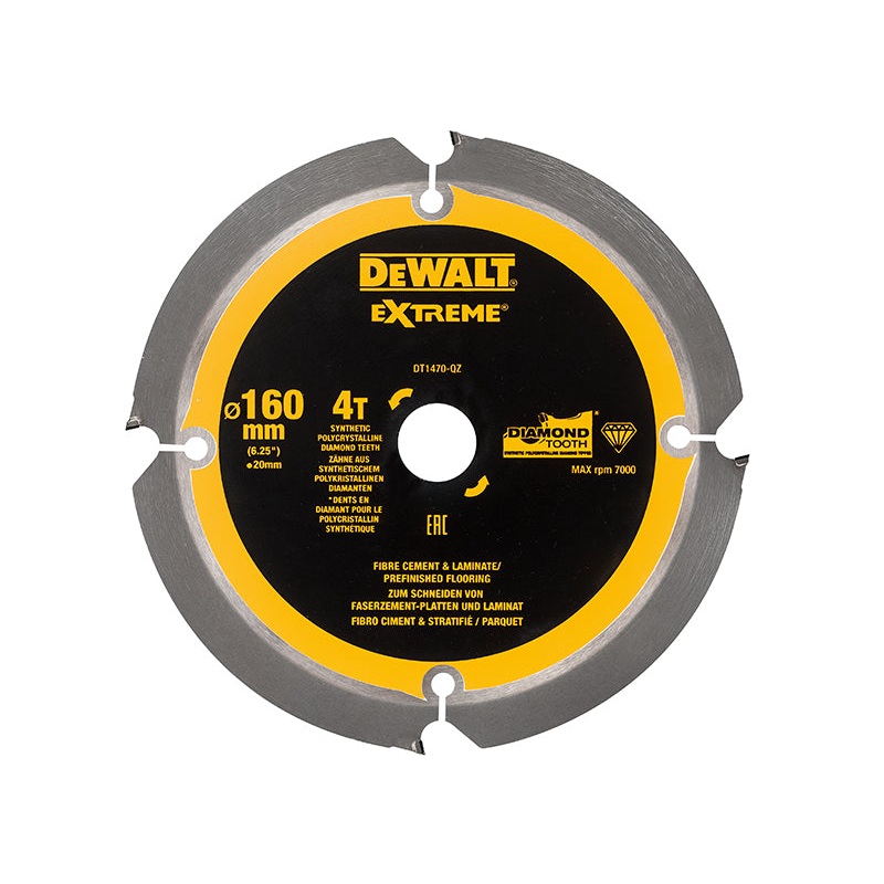 Dewalt Extreme PCD Fibre Cement Saw Blade 160 x 20mm x 4T