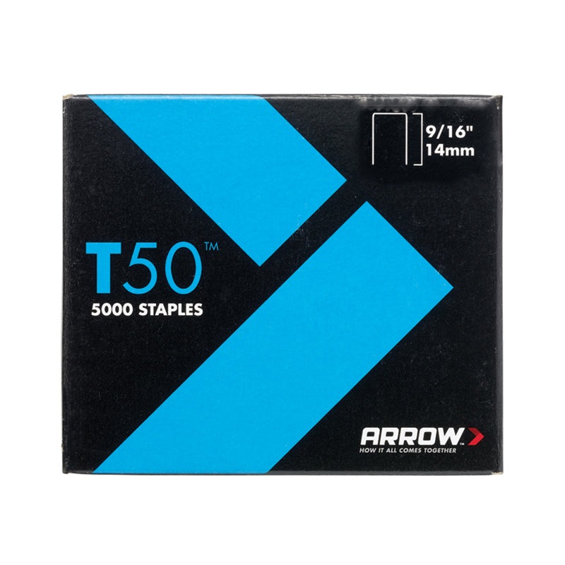 T50 Staples 14mm (9/16in) (Pack 5000, 4 x 1250)