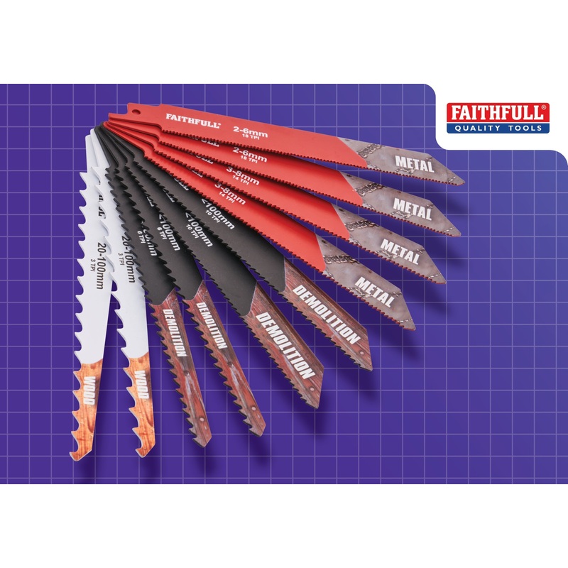 Fai/Full 10pc Sabre Saw Set 150mm Carded