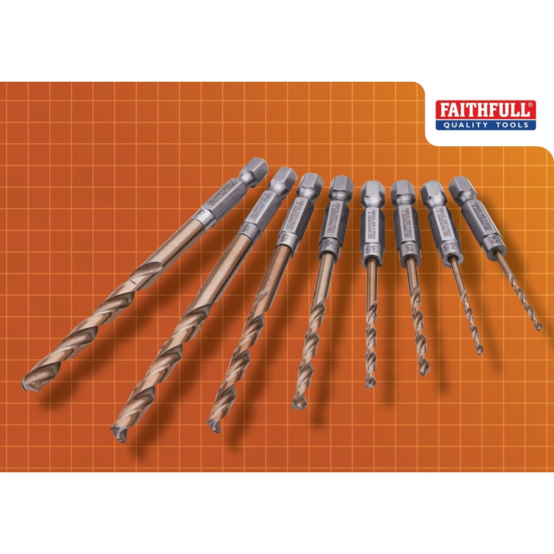 Fai/Full Q/C Hss 7 Edge Impact Bit 8pc Set 2-8mm