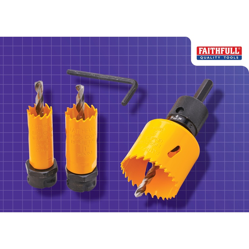 Quick Change Arbor With Three Bim Holesaws (20/25/51mm)