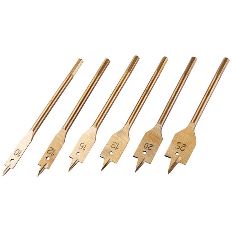 AMTECH-6pc Flat Wood Bit Set – Titanium