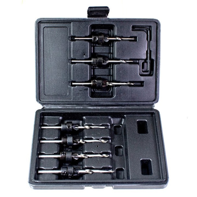 AMTECH-7pc Tapered Drill & Countersink Bit Set