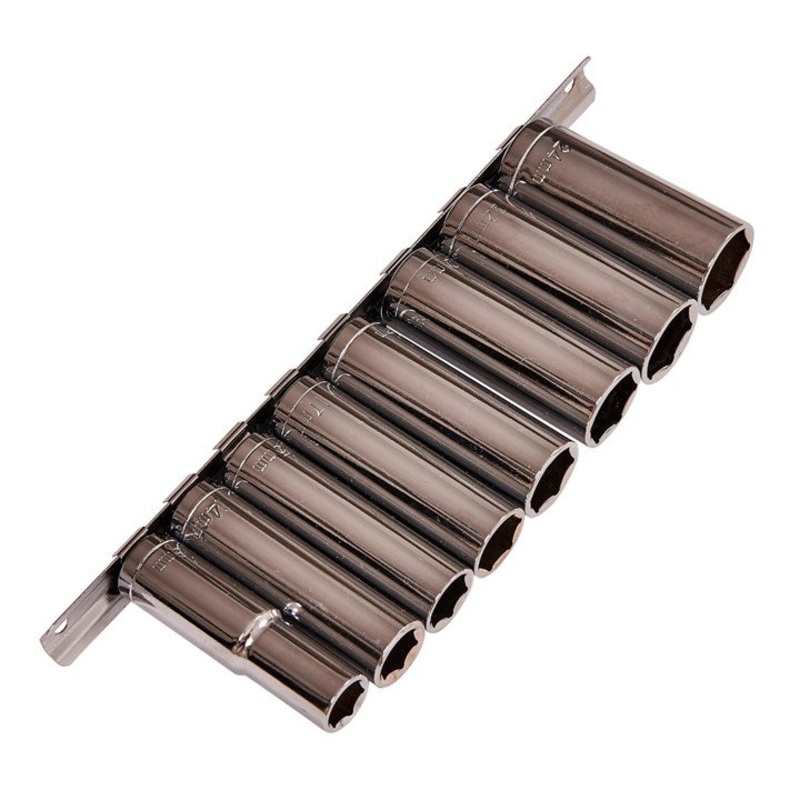 AMTECH-9pc 1/2” Drive 6Pt Deep Metric Sockets On Rail