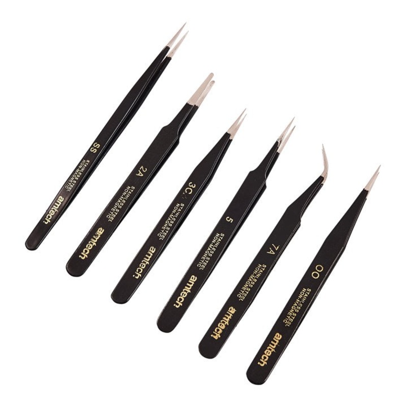 AMTECH-6pc Coated Tweezer Set|6pc Coated Tweezer Set