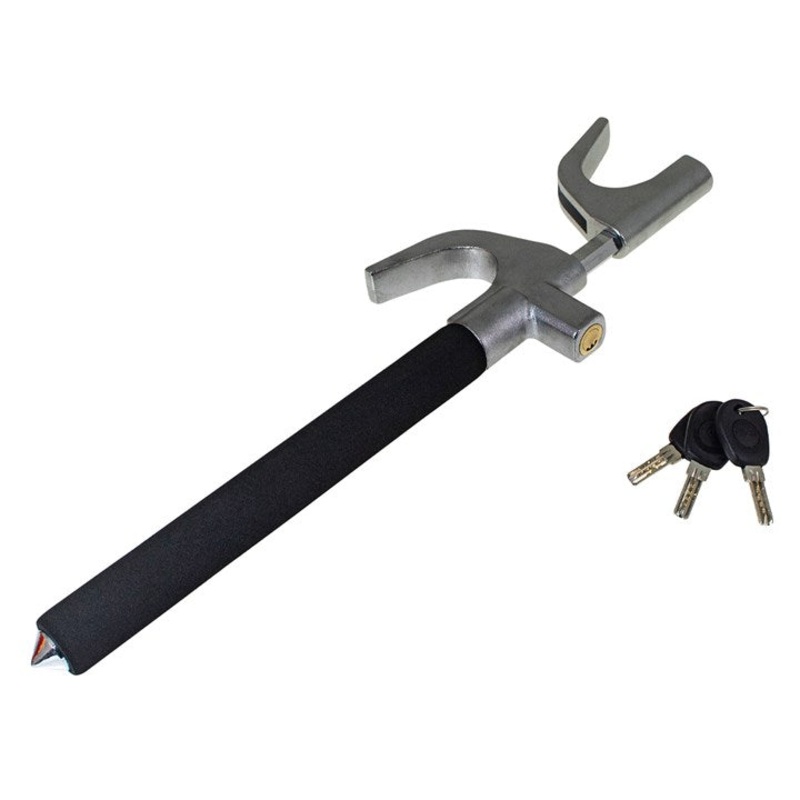 AMTECH-Adjustable Steering Wheel Lock With Emergency Glass Hammer