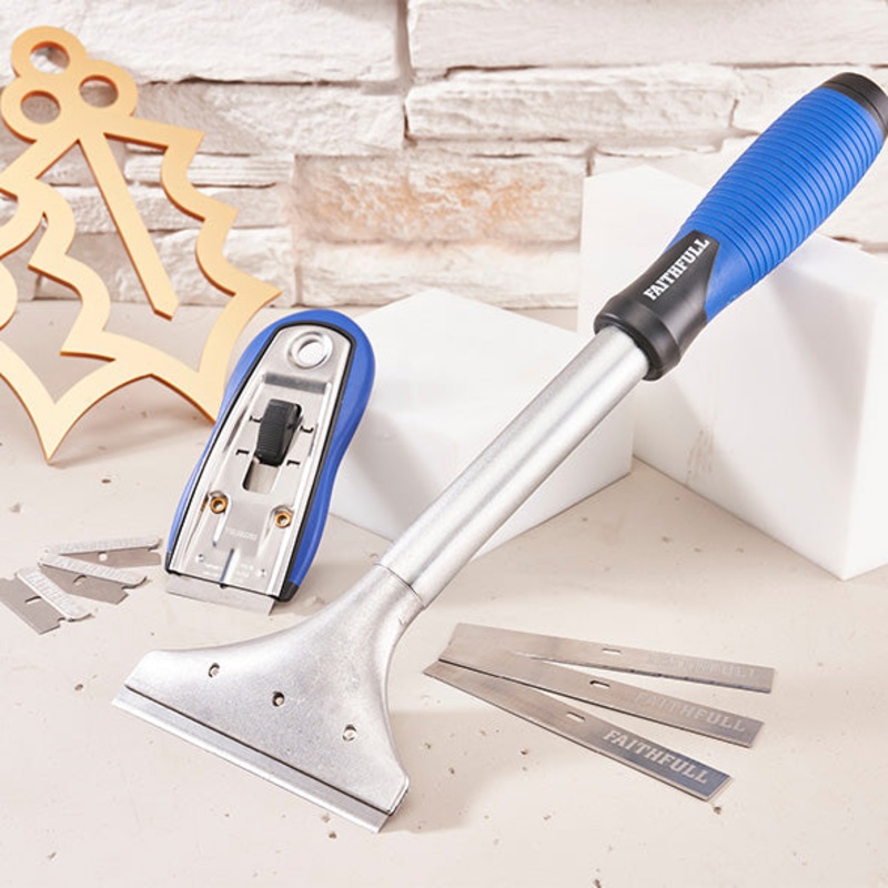 Faithfull Long Handled & Razor Blade Scrapers with Blades