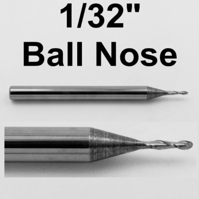 1/32 x .200 LOC Ball Nose Two Flute Carbide End Mill M136A