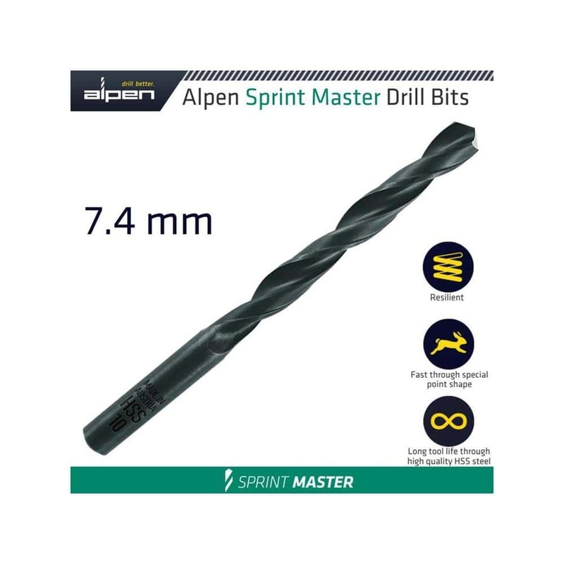 ALPEN Hss Sprint Master 7.4Mm X1 Sleeved Din338 Drill Bit – ALP614074-1