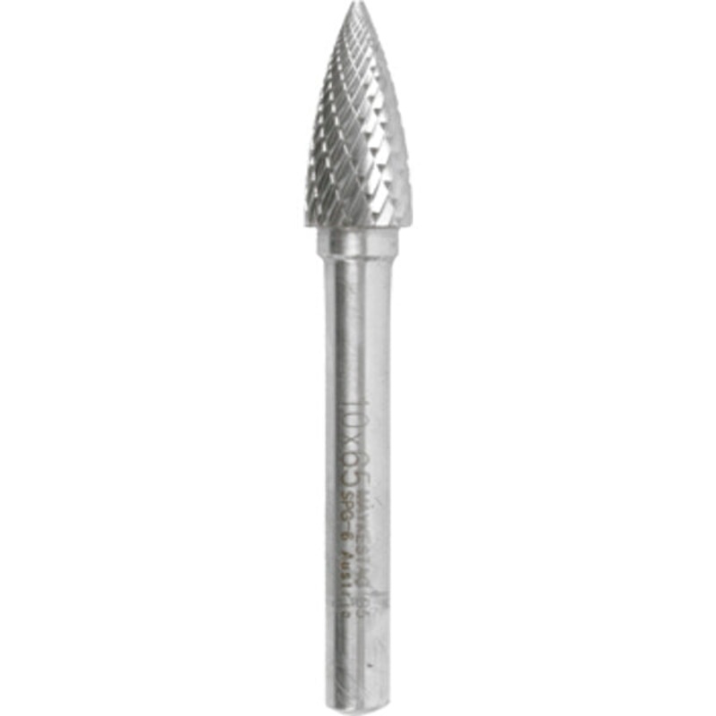 TC ROTARY BURR 10MM ARC POINTED NOSE FOR HARD METALS
