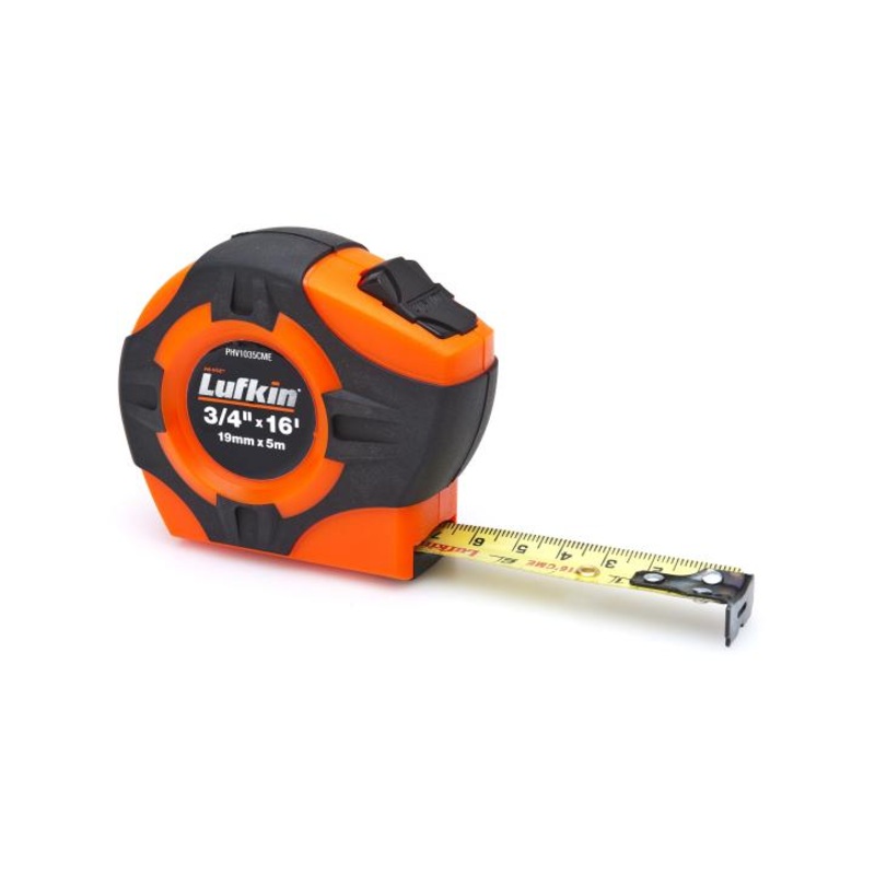Crescent Lufkin 3/4 x 5m/16′ P1000 Series SAE/Metric Yellow Clad A30 Blade Power Return Tape Measure