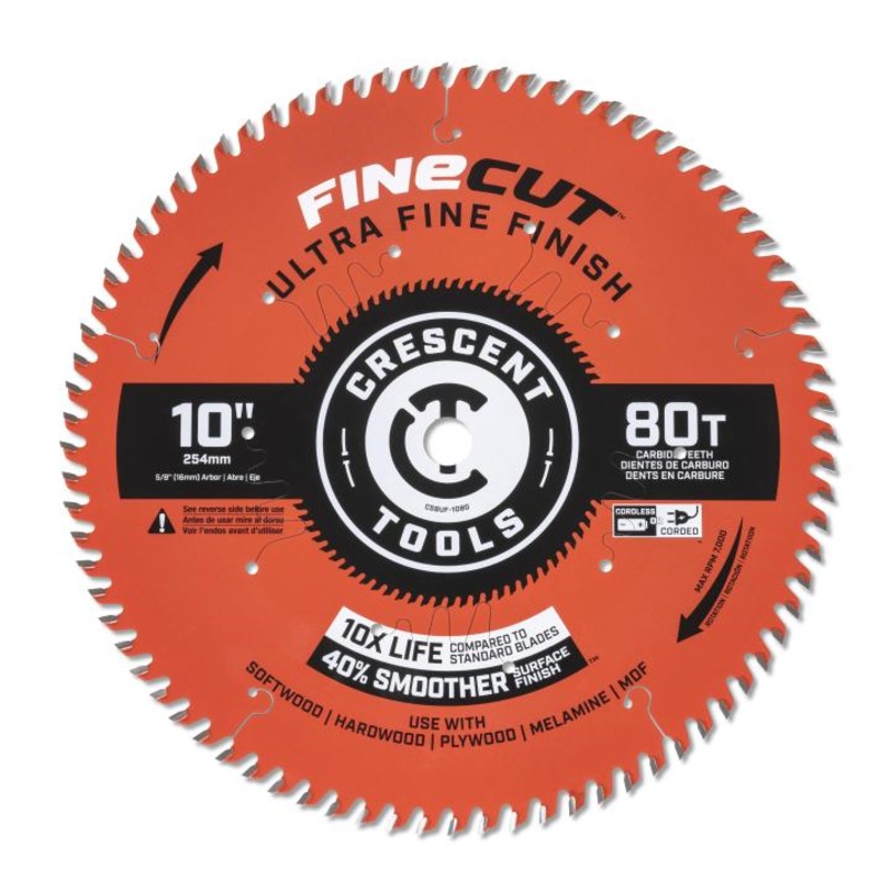 Crescent 10 x 80-Tooth FineCut Ultra Fine Finishing Circular Saw Blade