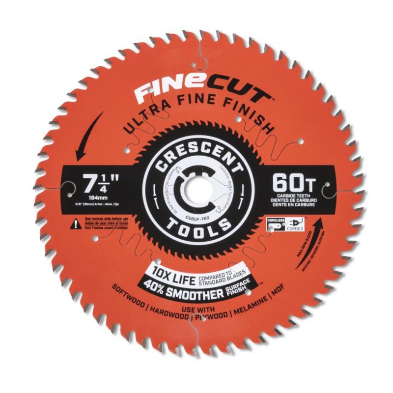 Crescent 7-1/4 x 60-Tooth FineCut Ultra Fine Finishing Circular Saw Blade