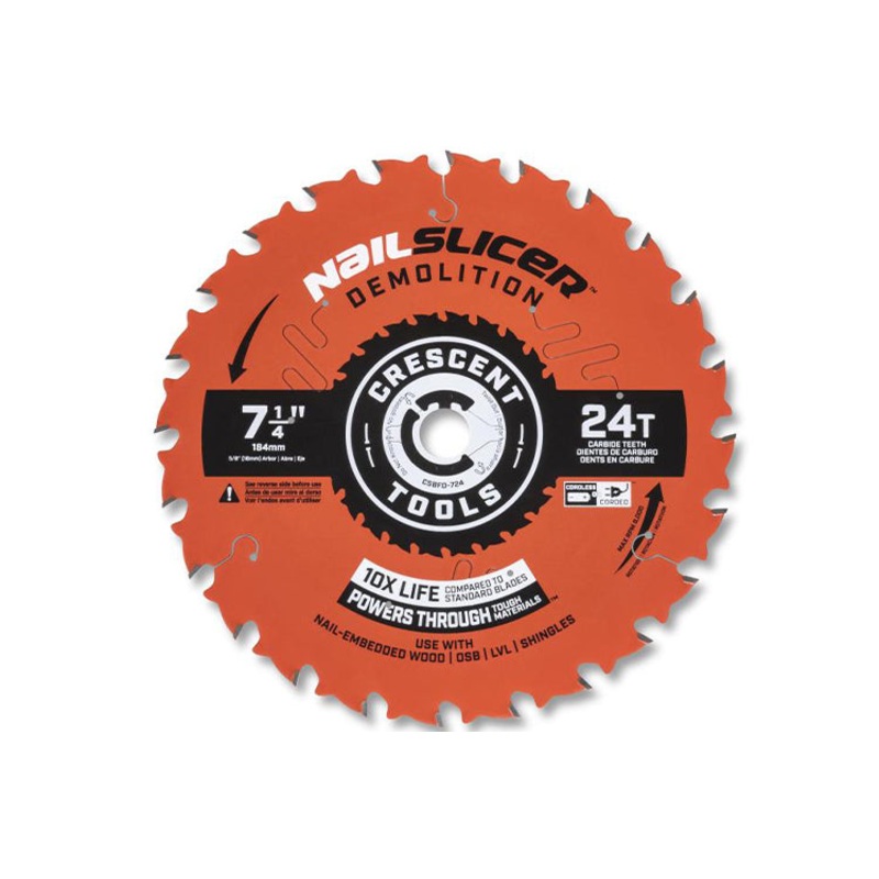 Crescent Apex Circular Saw Blade 7 1/4 X 24 Tooth Nailslicer Demolition